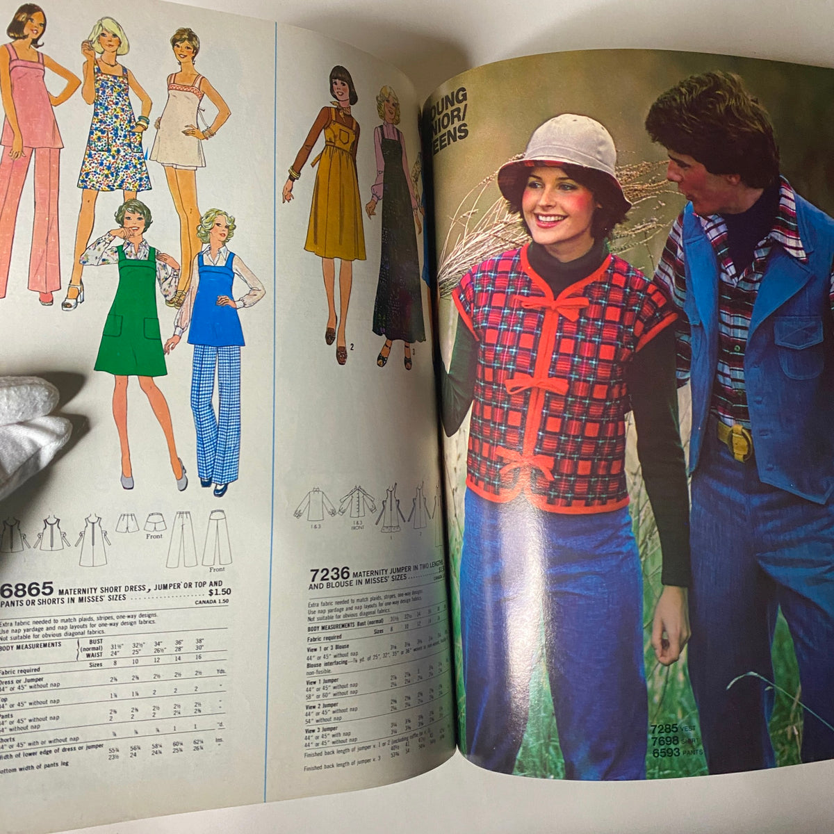 1976 October Simplicity Sewing Pattern Catalog showcasing a variety of vintage sewing patterns for stylish dresses, jumpers, and casual wear, complete with illustrations and descriptions.