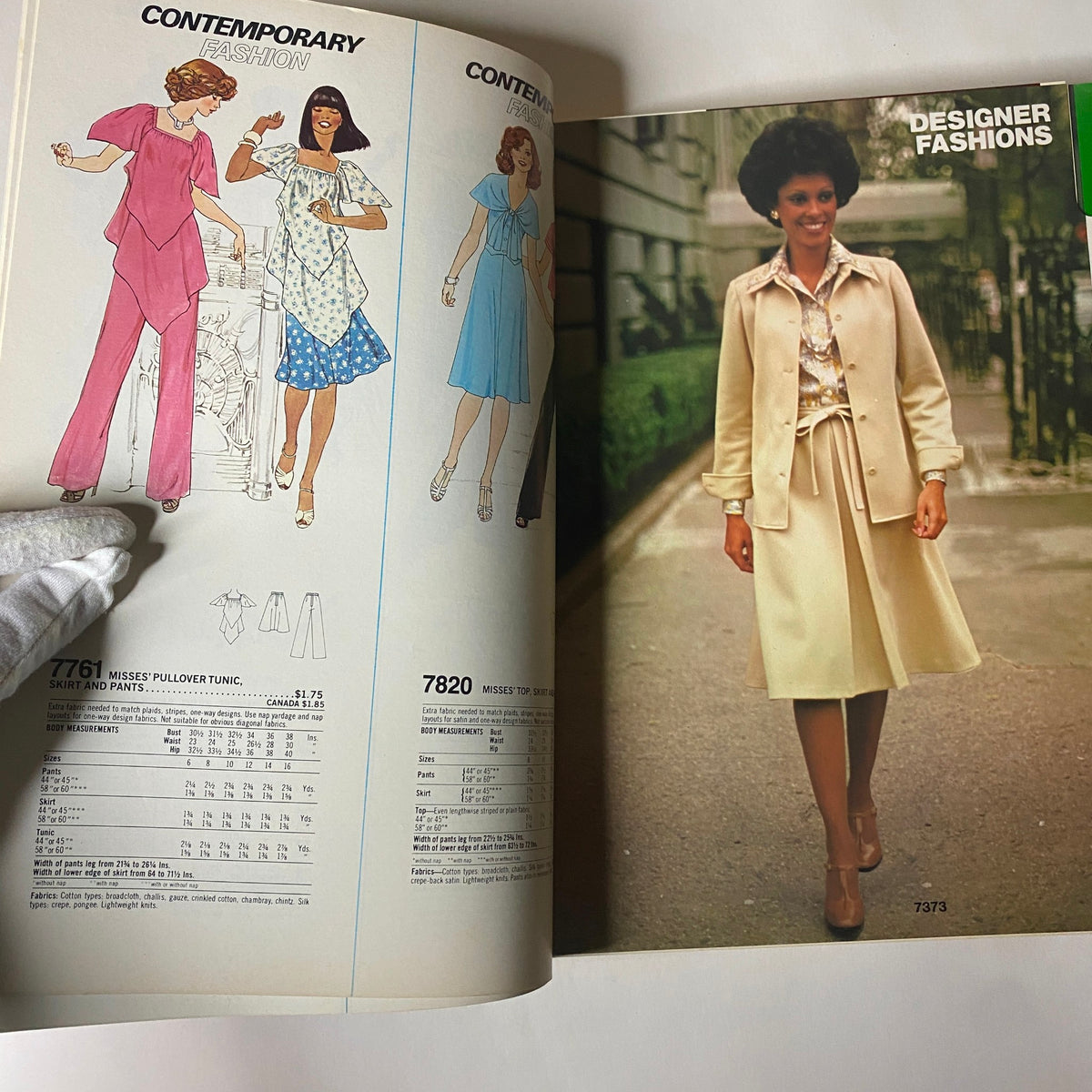 1977 April Simplicity Sewing Pattern Catalog featuring contemporary fashion styles including dresses and coats, embodying the elegance of 1970s design.