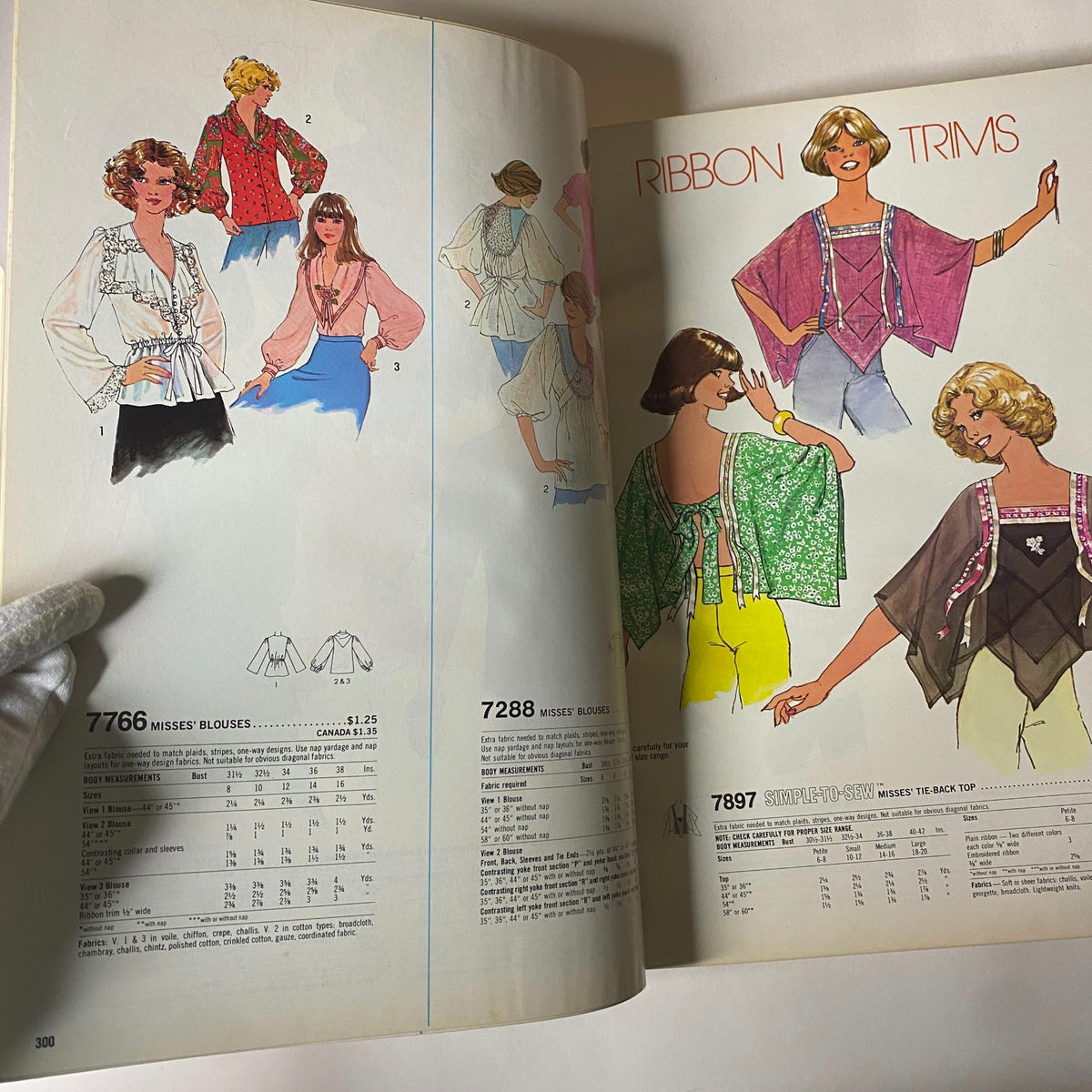 Final interior page of the 1977 March Simplicity Sewing Pattern Catalog showing various blouse patterns and styles, demonstrating 1970s sewing inspiration.