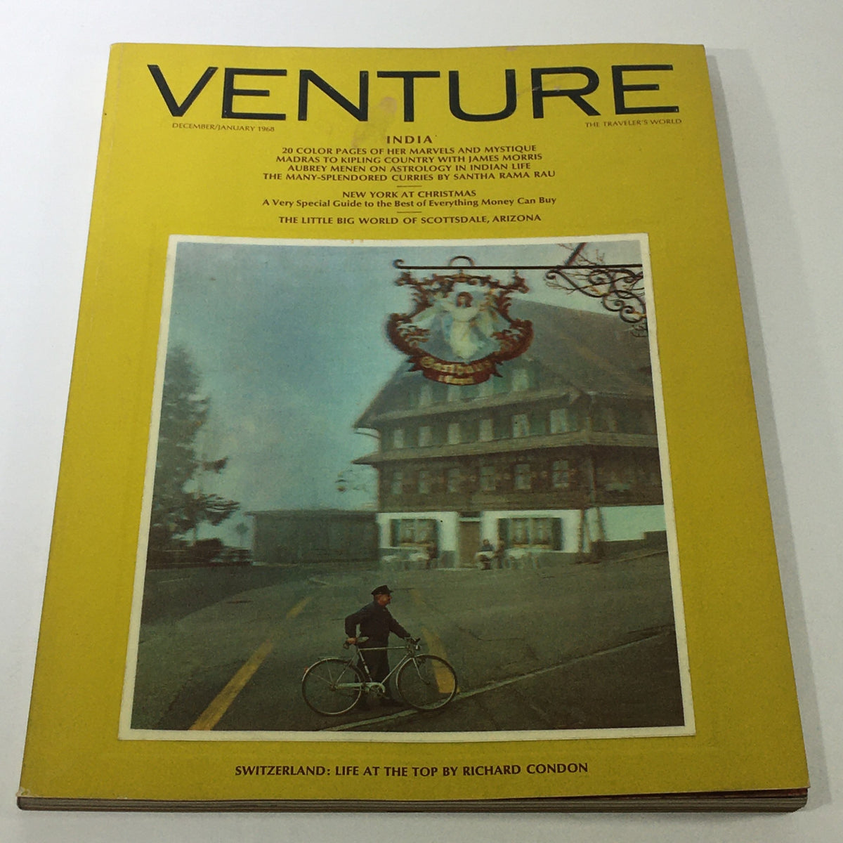 Cover of VTG Venture Magazine Book: December January 1968 - Switzerland by Richard Condon, featuring vivid imagery and historical charm related to Switzerland.
