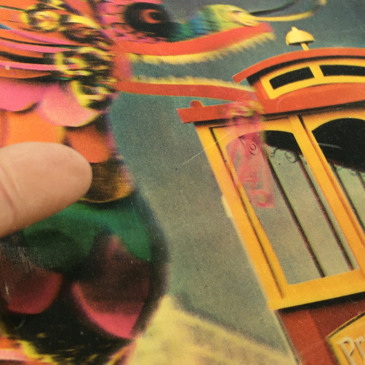 Close-up detail of the VTG Venture Magazine Book June 1965 cover, showcasing vibrant colors and design elements reflecting California, Europe, and Marrakesh travel themes.