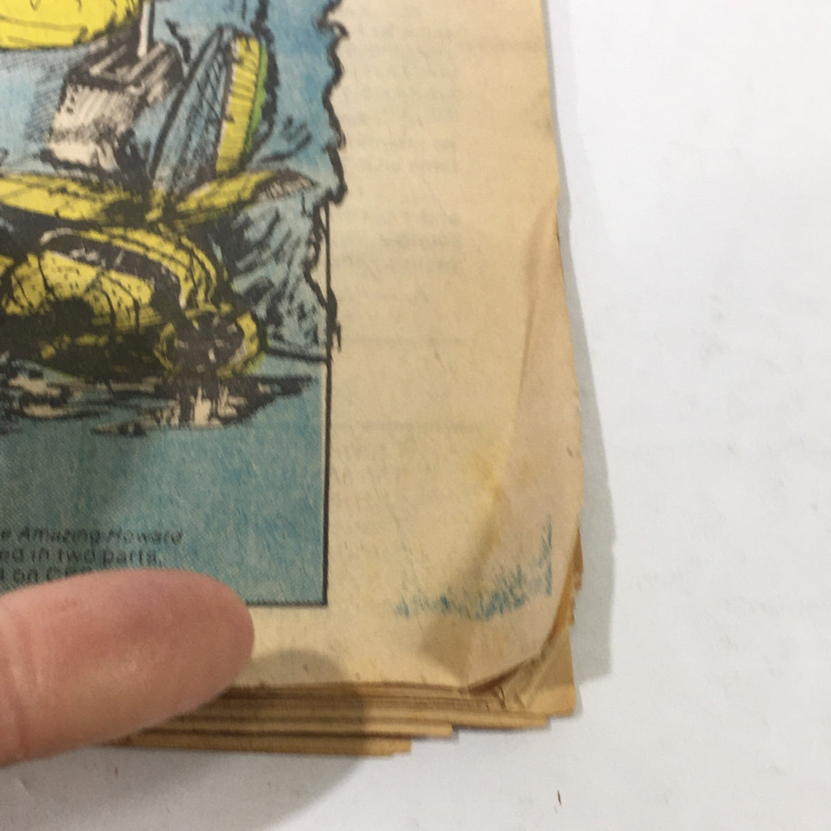 Detailed image of the corner of VTG TV Dial The Knickerbocker News April 9-16 1977 depicting wear and tear while showcasing the historical significance of this vintage television guide.