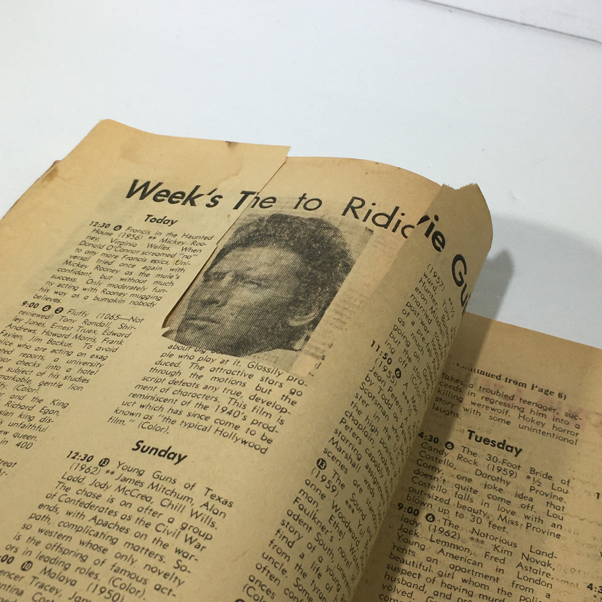 Open section of the VTG TV Week magazine showing additional program listings for the week, emphasizing its historical significance.