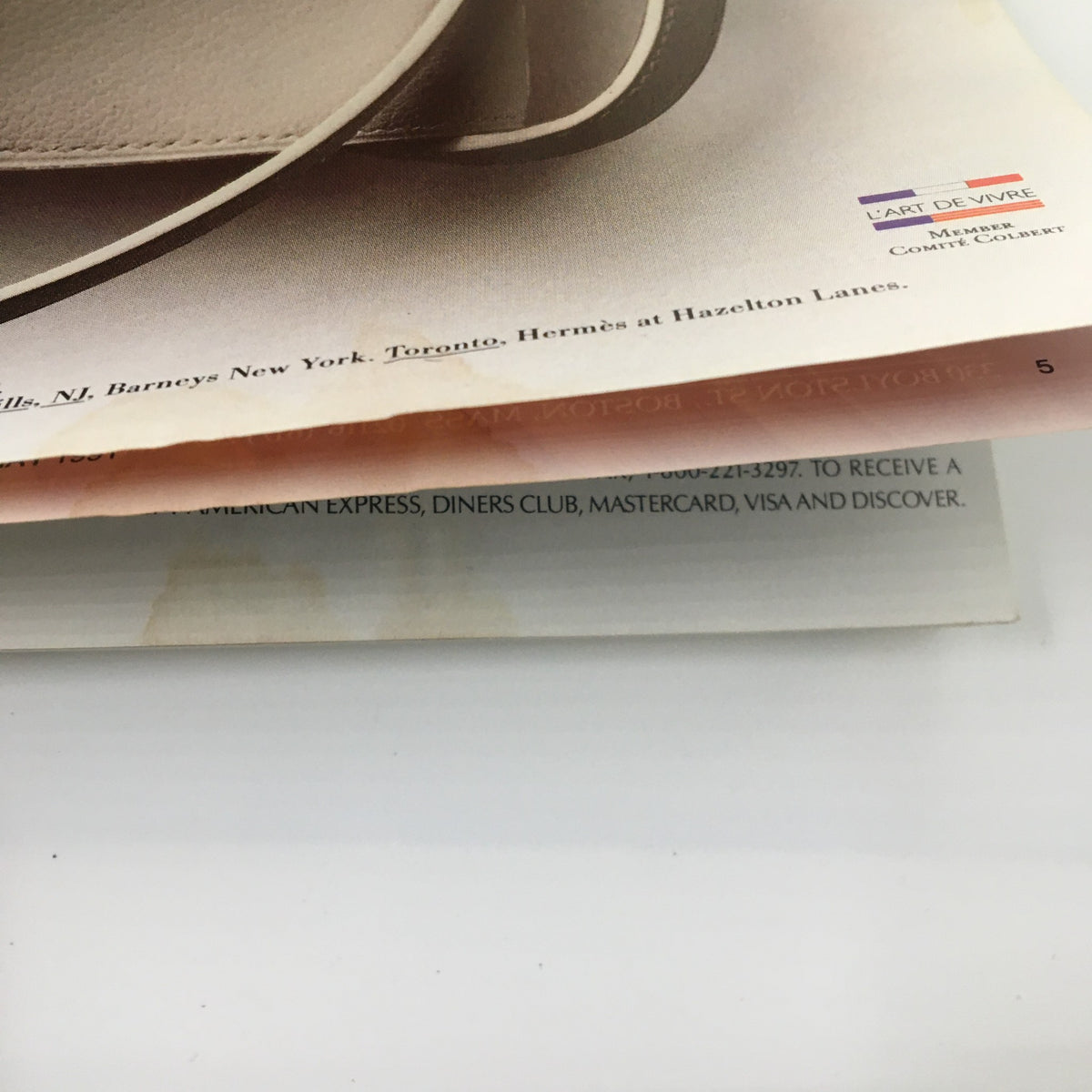 Page from Gourmet Magazine May 1991 displaying an advertisement for luxury items, reflecting the magazine's focus on upscale living and gourmet experiences.
