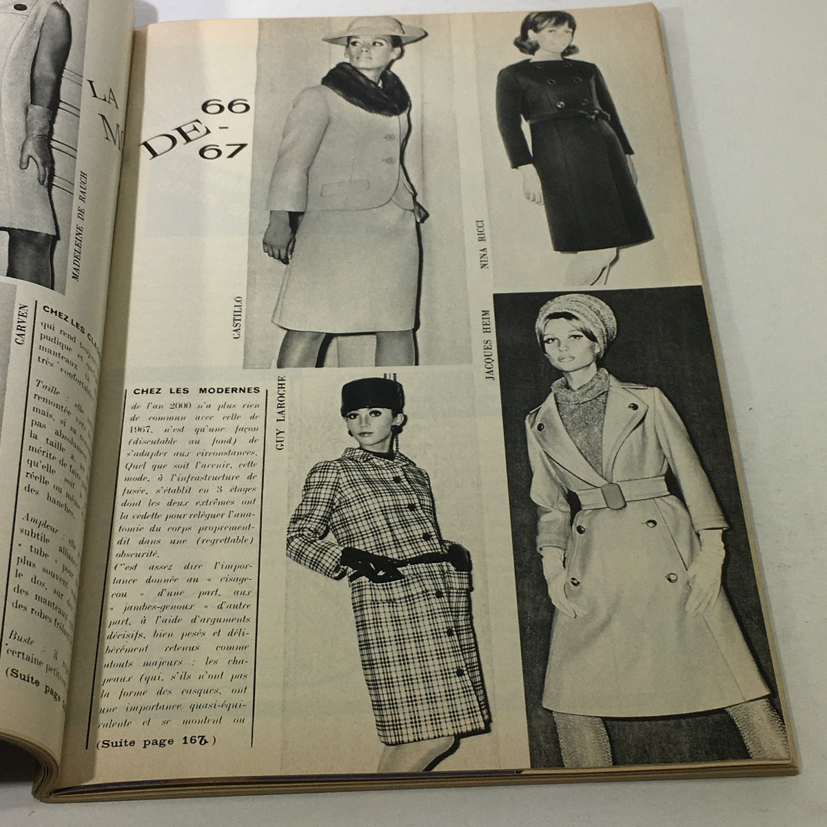 Inside page of the VTG Modes Travaui Catalog: October 1966, displaying elegant winter coats and accessories worn by fashion models in a classic black and white theme.