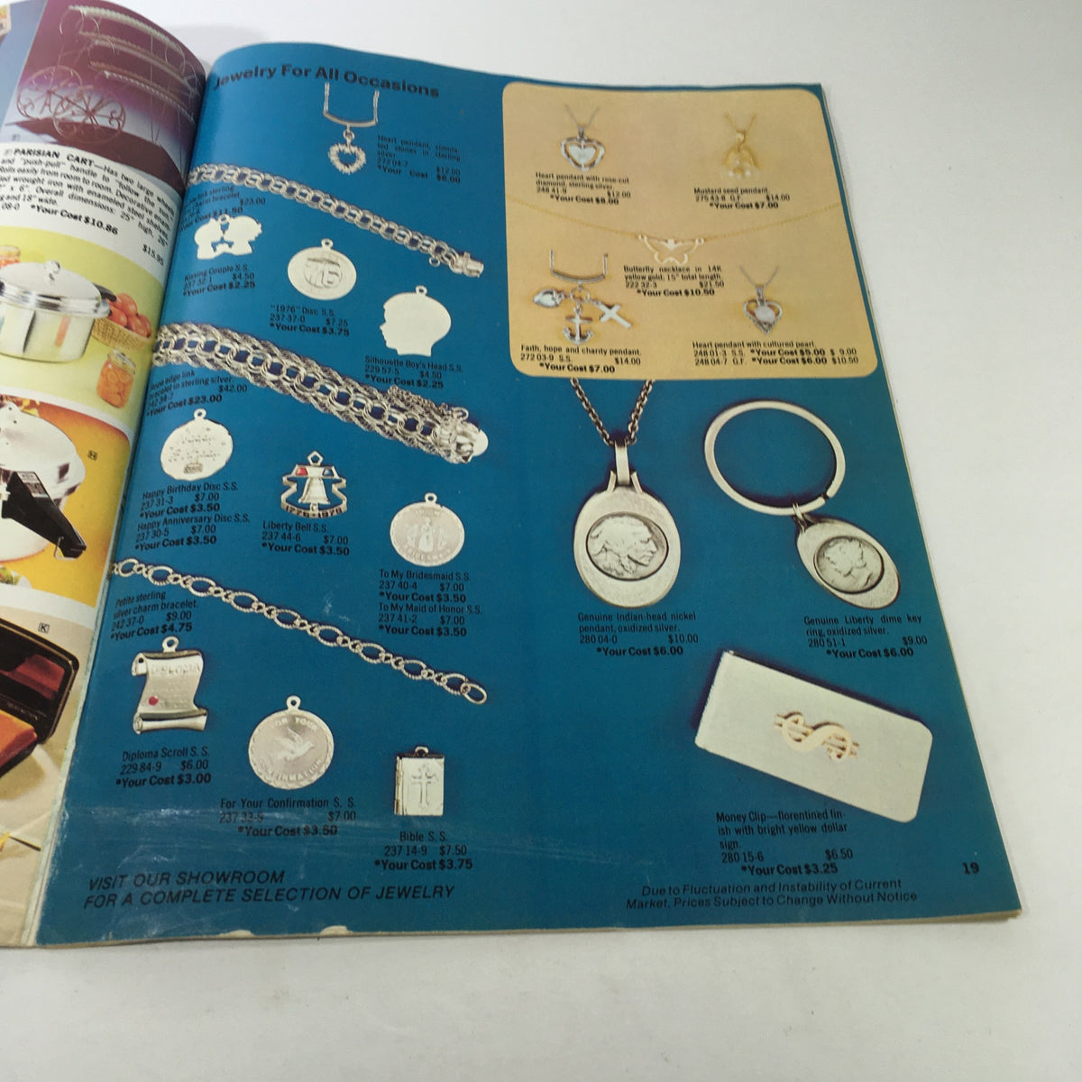 VTG Boardman Ltd. Price Guide Catalog Spring & Summer 1976 Super Scramper featuring a jewelry advertisement with various silver necklaces, pendants, and charms for all occasions.