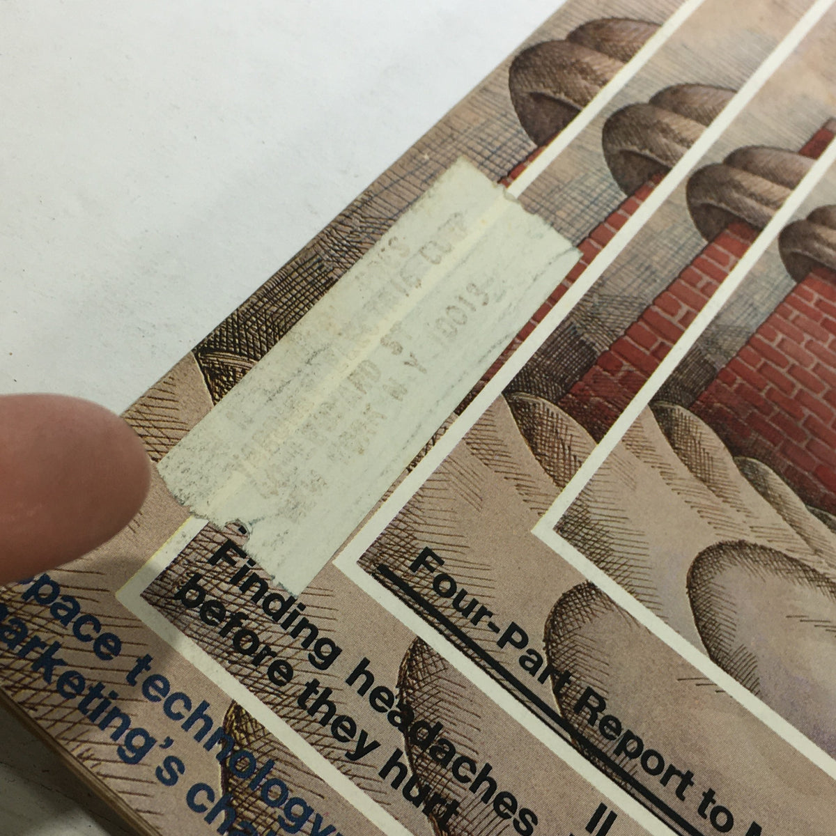 Close-up of the address label on the VTG Business Management Magazine: April 1969 - Billy The Kid Of Wall Street, showcasing vintage design and minor wear.
