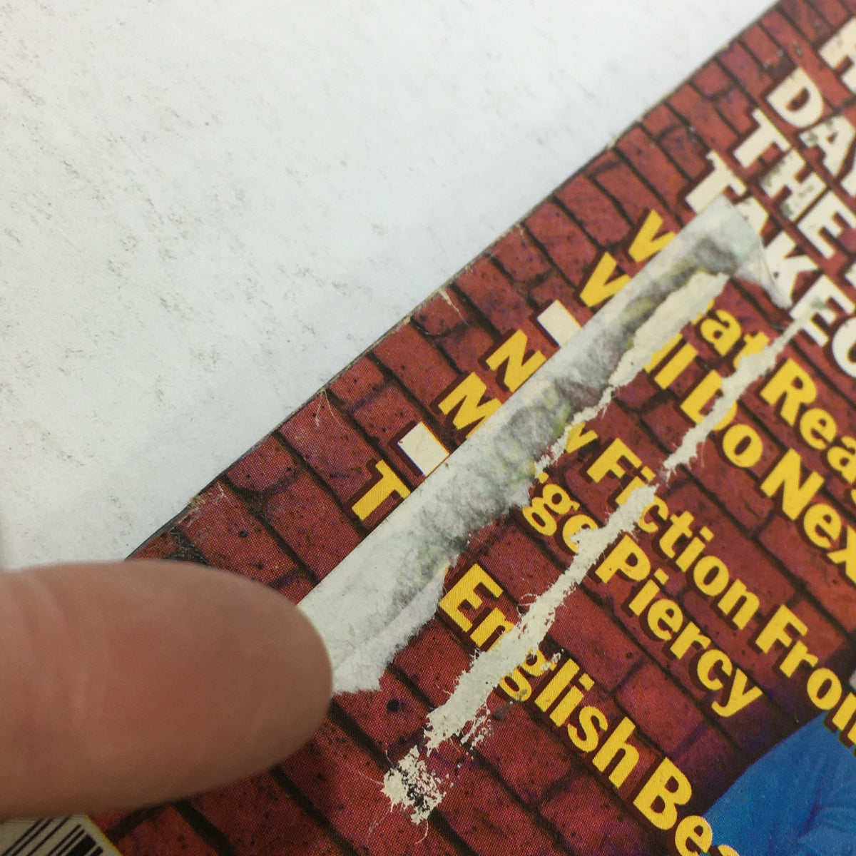 Close-up image of the cover of VTG Mother Jones Magazine: February-March 1982, showing wear and tear on the surface, highlighting the theme 'The Ronald Reagan Takeover'.