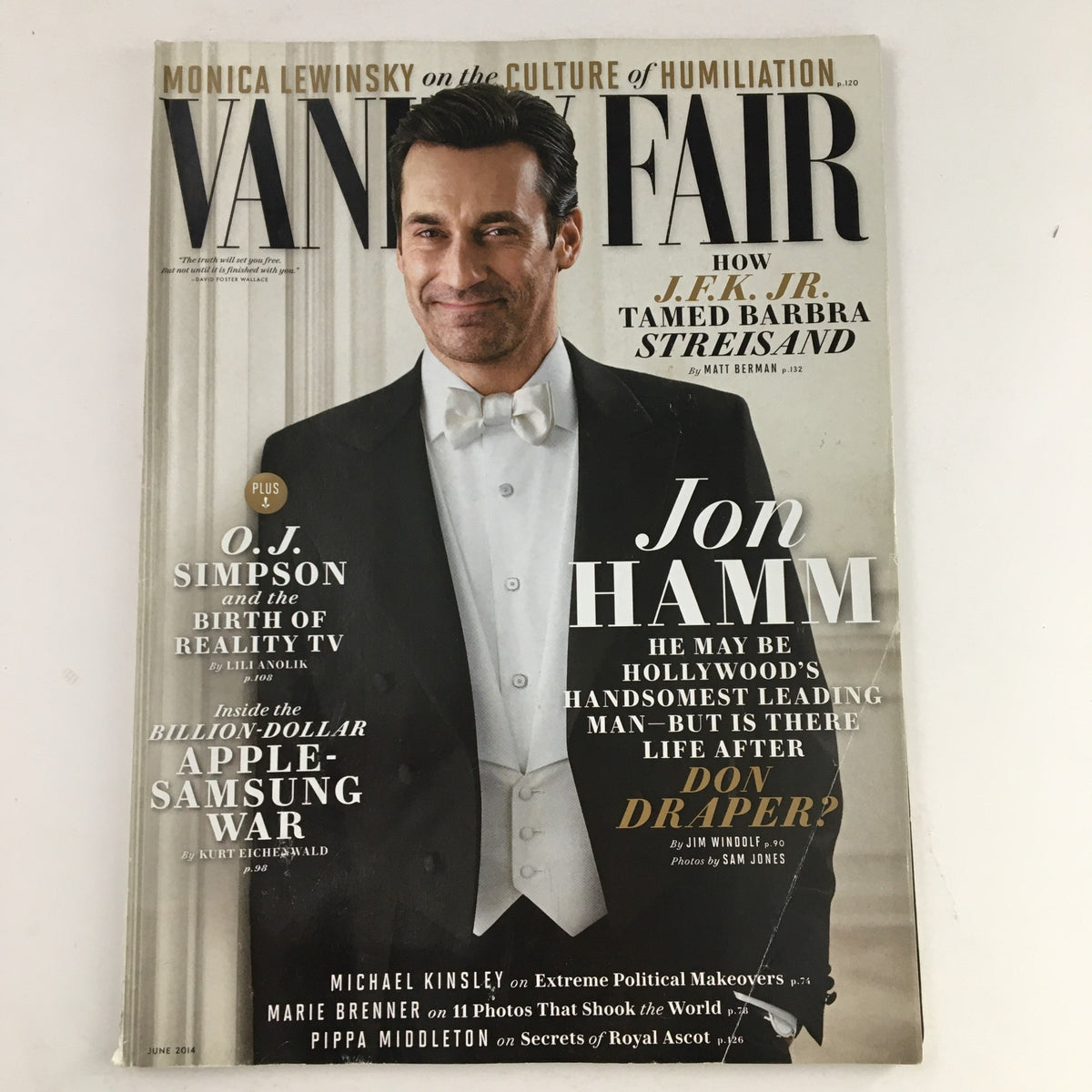 Vanity Fair Magazine June 2014 cover featuring actor Jon Hamm, highlighting O.J. Simpson retrospective and cultural commentary.