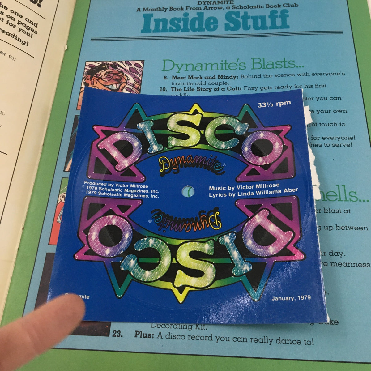 Inside page of VTG Dynamite Magazine 1979 #56, showcasing a special disco record advertisement related to the magazine, capturing the vintage charm and pop culture of the late 1970s.