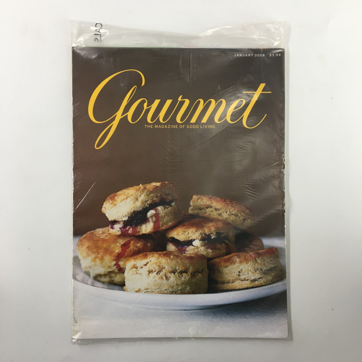 Gourmet Magazine January 2008 cover featuring delectable biscuits, showcasing Ann Patchett's Love Letter to Nashville, new and sealed.