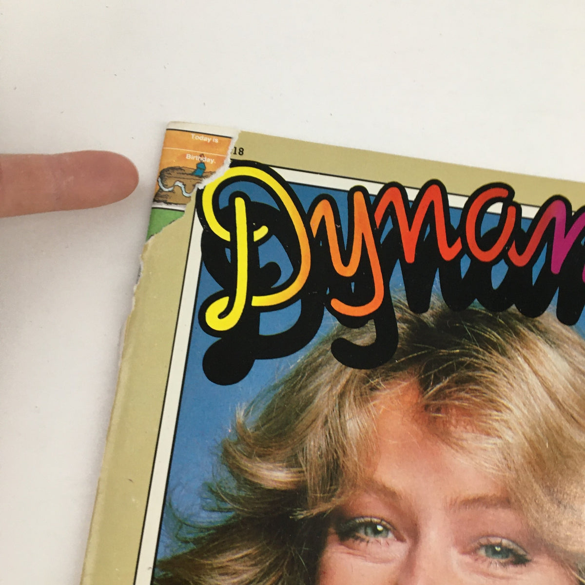Close-up detail of the cover of Dynamite Magazine #40, highlighting American actress Farrah Fawcett's image and the magazine title.