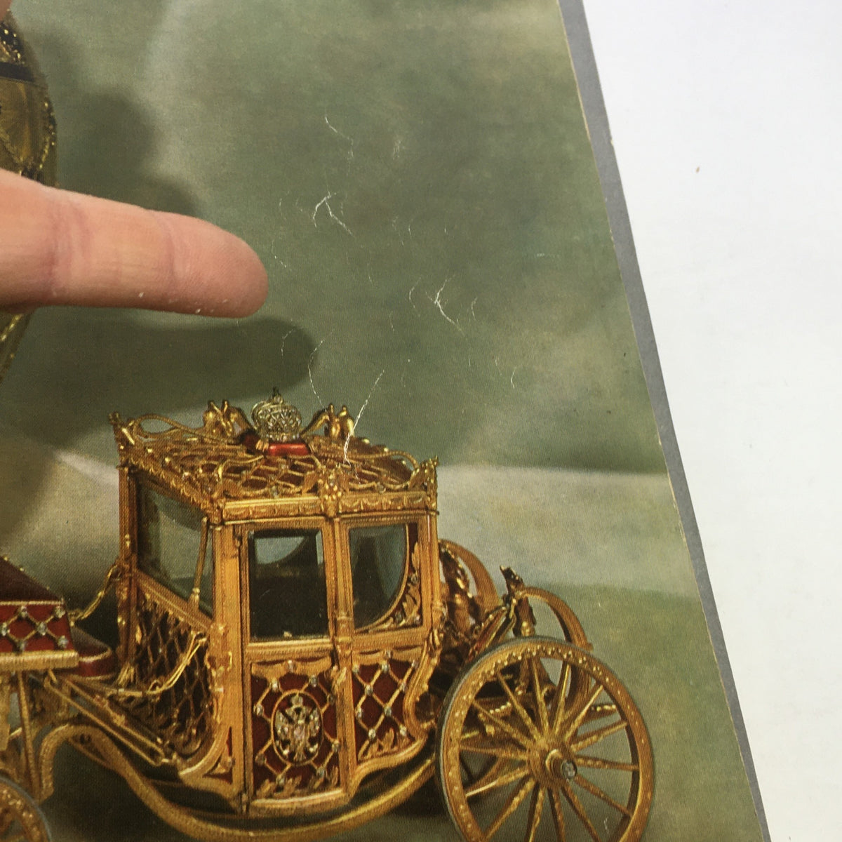 Detailed view of the cover art from VTG The Connoisseur Magazine April 1963 with emphasis on the vintage carriage, depicting 1960s luxury design.