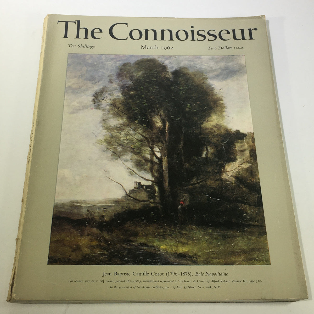 Cover of The Connoisseur Magazine March 1962, featuring Camille Corot's painting, showcasing art history and vintage literature.
