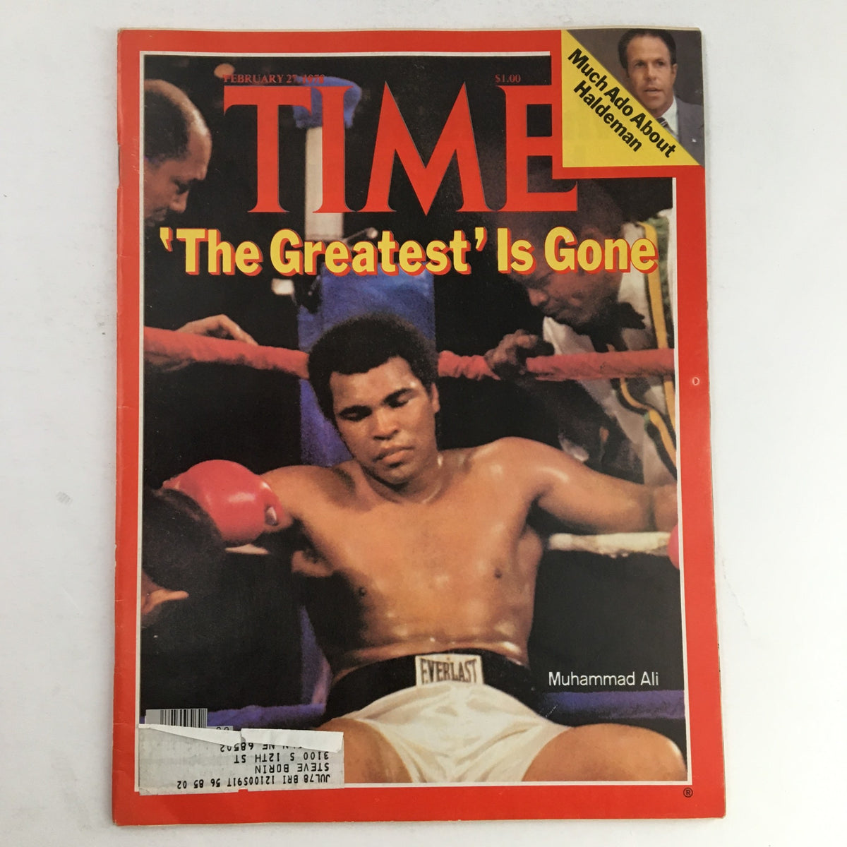 Time Magazine cover from February 27, 1978 featuring Muhammad Ali with the title 'The Greatest' Is Gone, depicting a poignant moment in sports history.