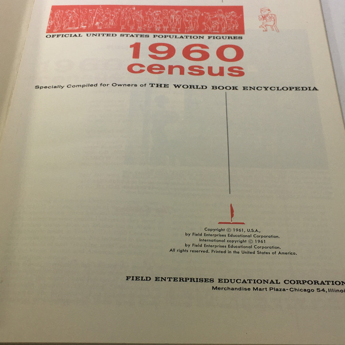 Inside page of VTG Official United States Population Figures: 1961 - 1960 Census, featuring the title and copyright details.