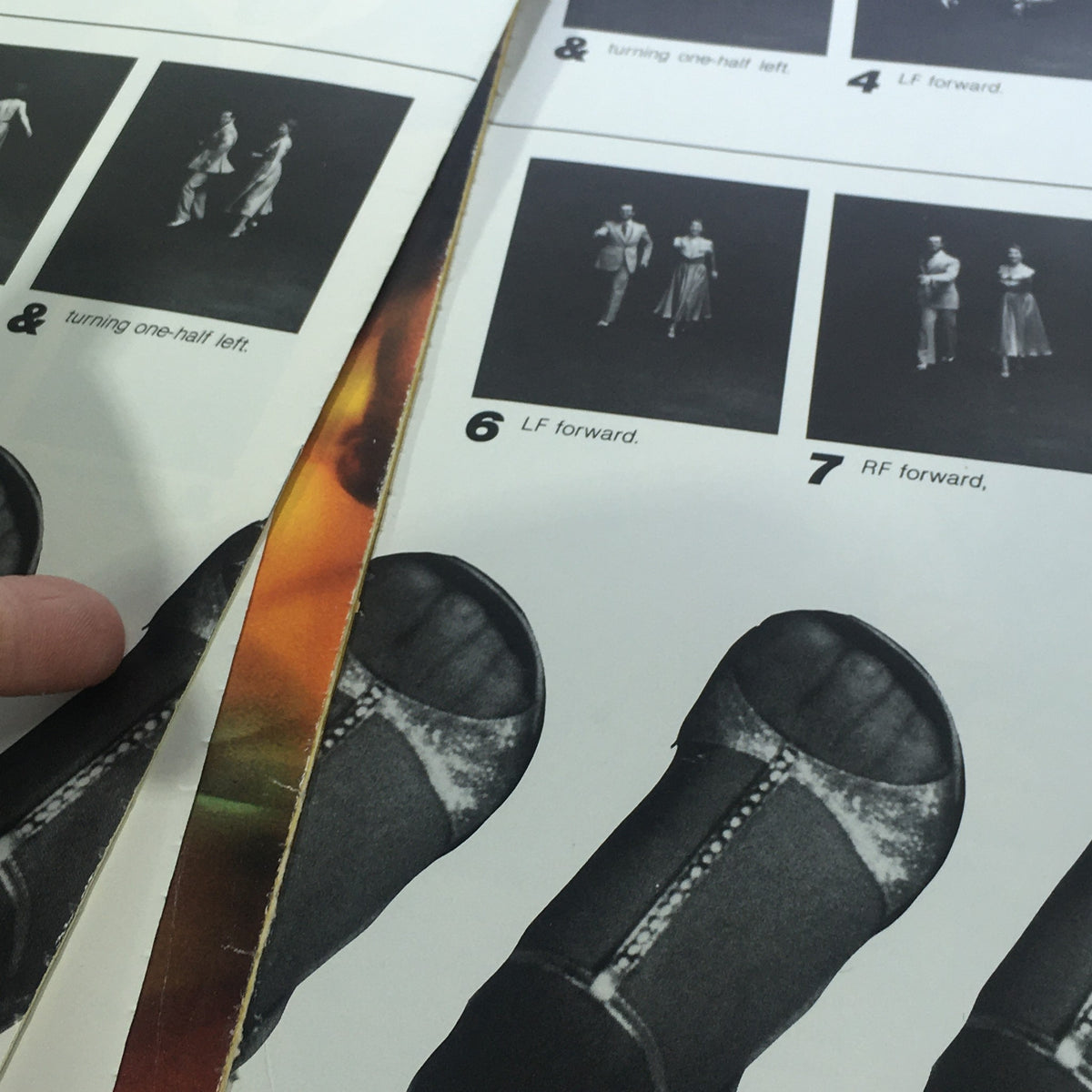 Detailed demonstration of dance steps from VTG Dancing Disco Charts Guide Catalog: 1979 by WGBH Educational Foundation featuring images of foot placements.