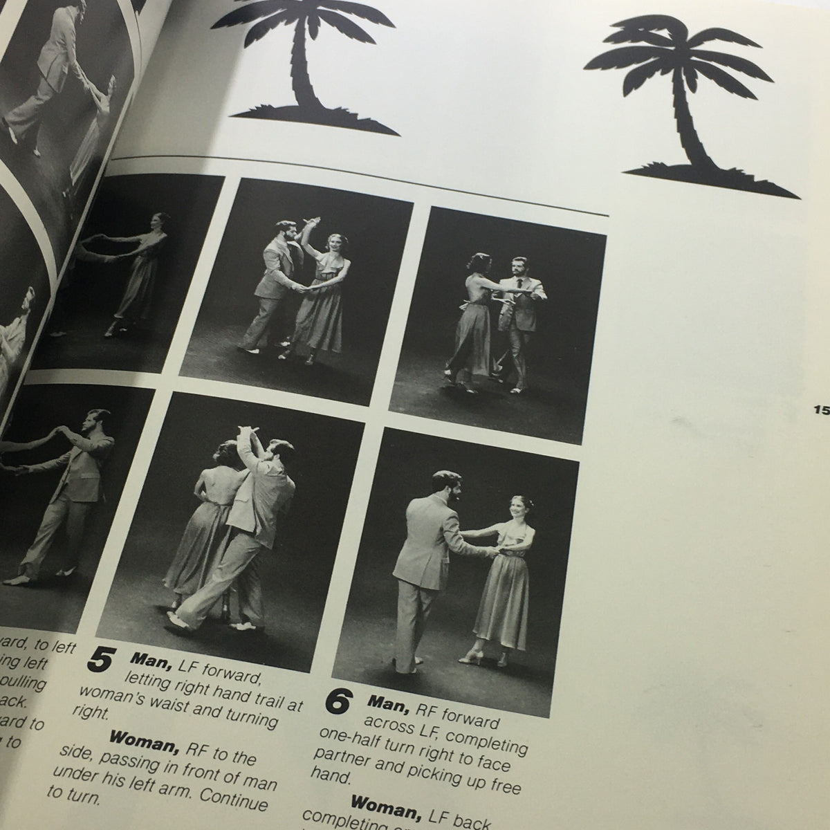 Dance instructional page from VTG Dancing Disco Charts Guide Catalog: 1979 by WGBH Educational Foundation with illustrations of partners dancing in classic disco style.