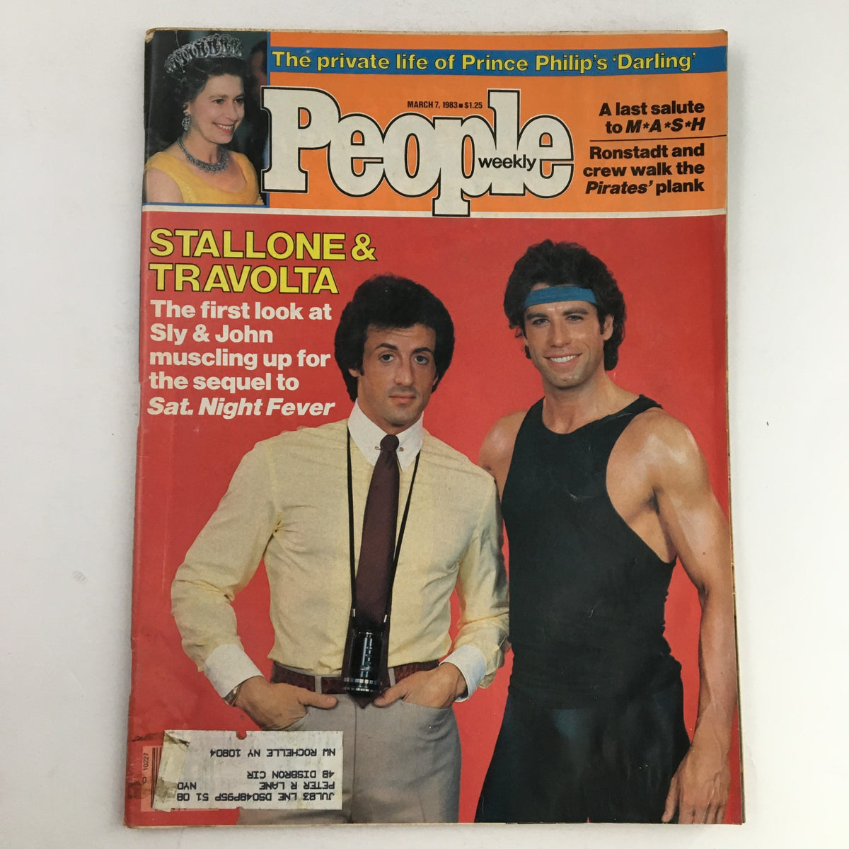 People Weekly Magazine March 7, 1983 featuring actors Sylvester Stallone and John Travolta on the cover, showcasing a pivotal moment in Hollywood with a nostalgic vintage appeal.