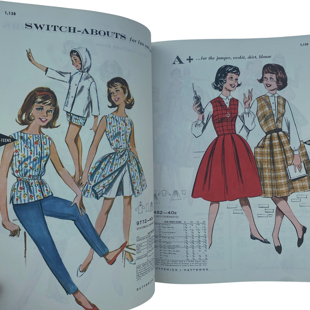 1961 December Butterick Holiday Catalog showcasing sewing patterns for teens, featuring stylish switch-about outfits, including dresses, shorts, and tops.