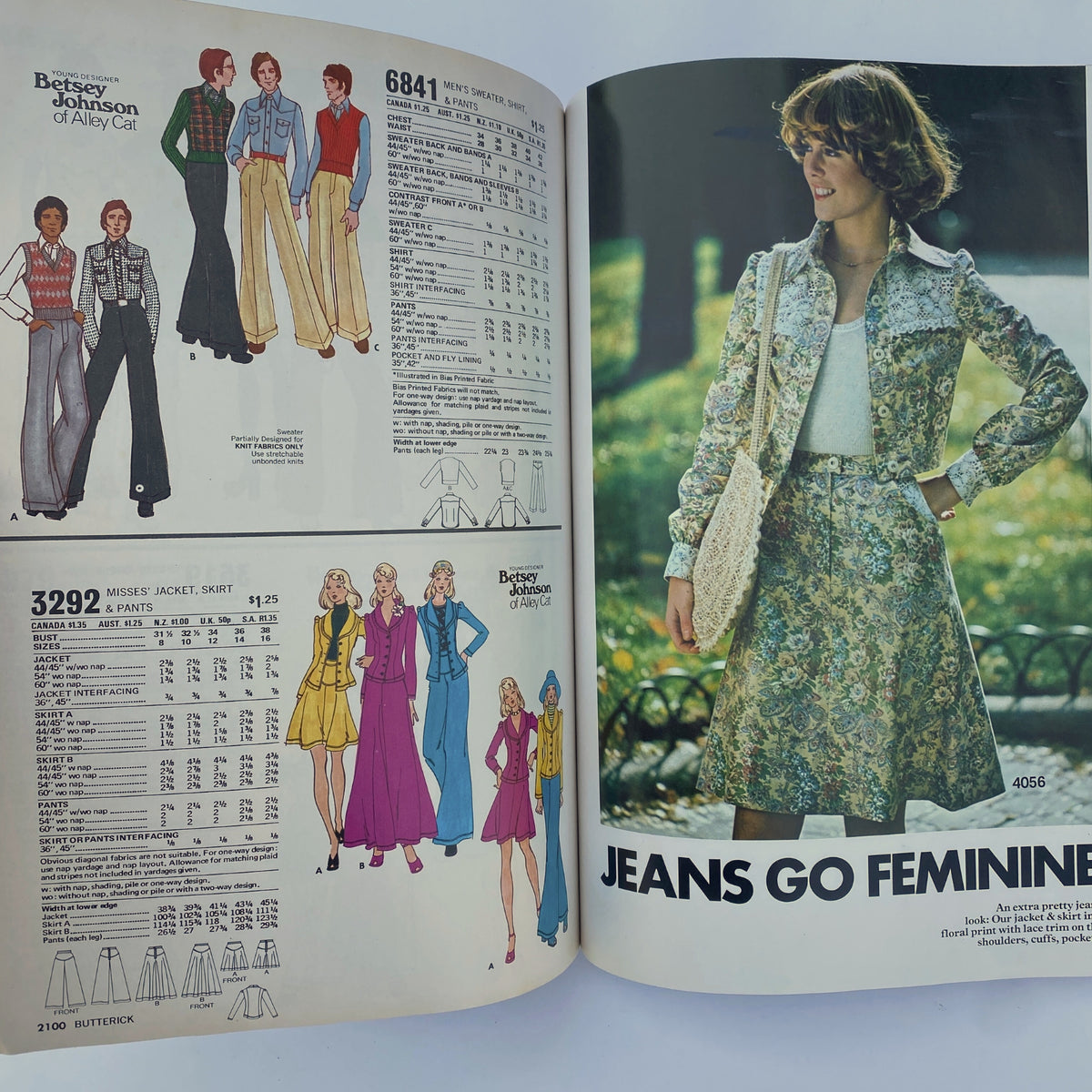1975 July Butterick Catalog displaying wide-legged pants and stylish outerwear from the 1970s, featuring vibrant and fashionable patterns for modern sewing enthusiasts.