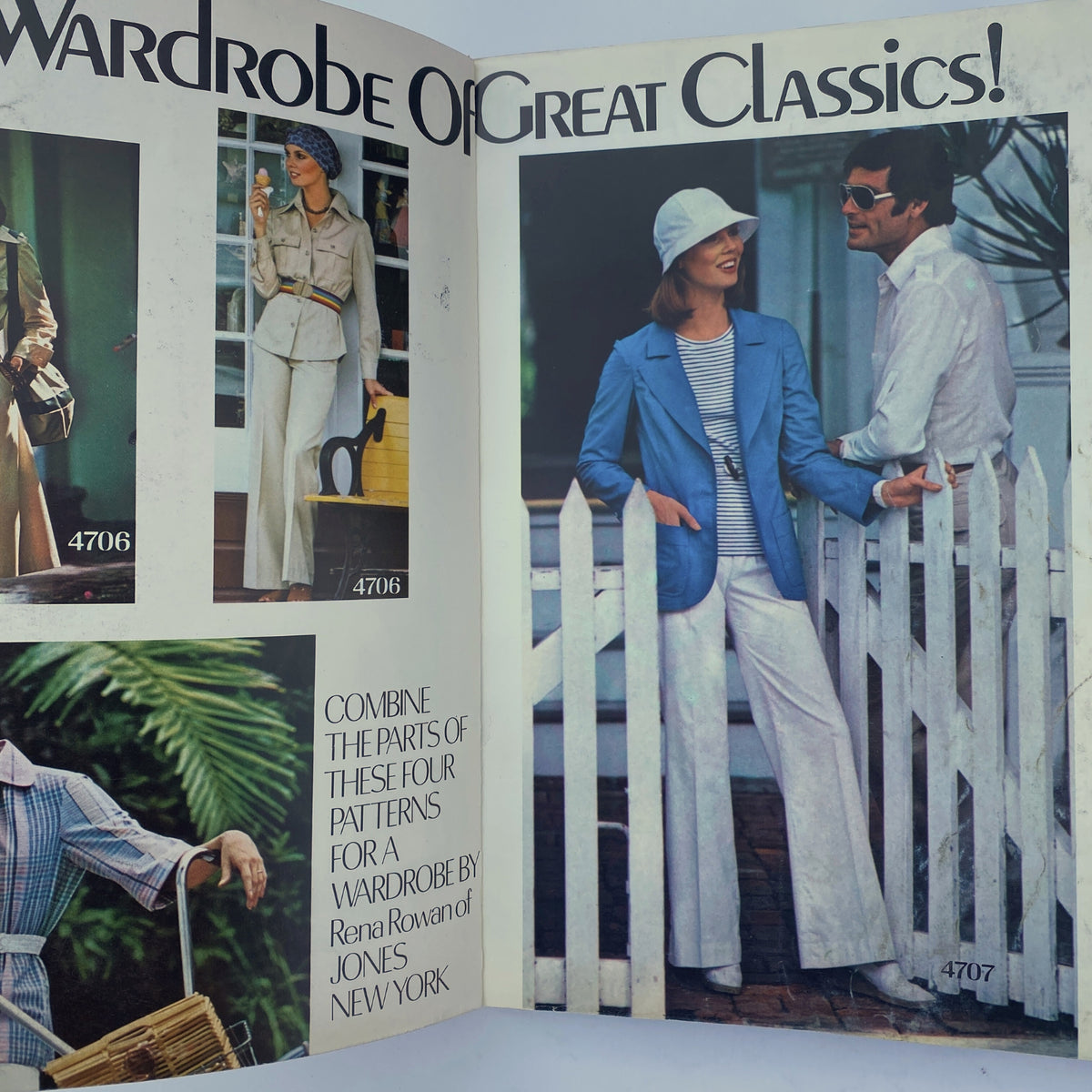 1976 April Butterick Catalog showcasing fashion patterns for classic women's outfits, including styles for spring dresses, skirts, and versatile separates.