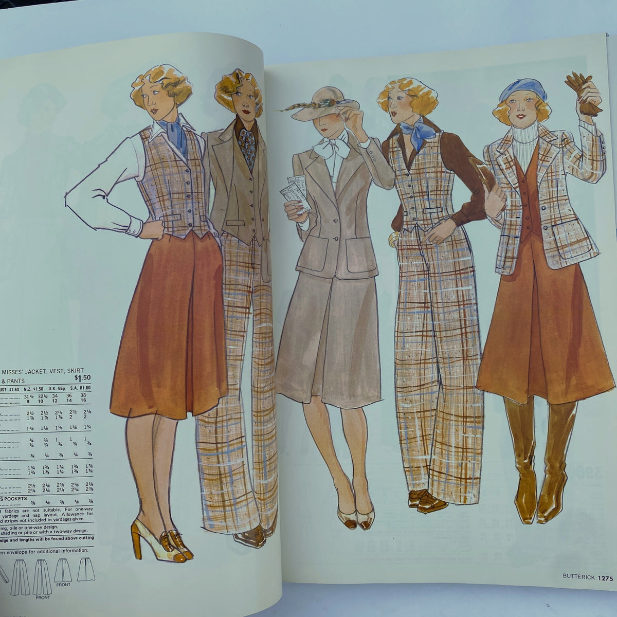 1976 April Butterick Catalog displaying vintage sewing patterns for women's tailored suits and chic ensembles, perfect for sophisticated fashion.