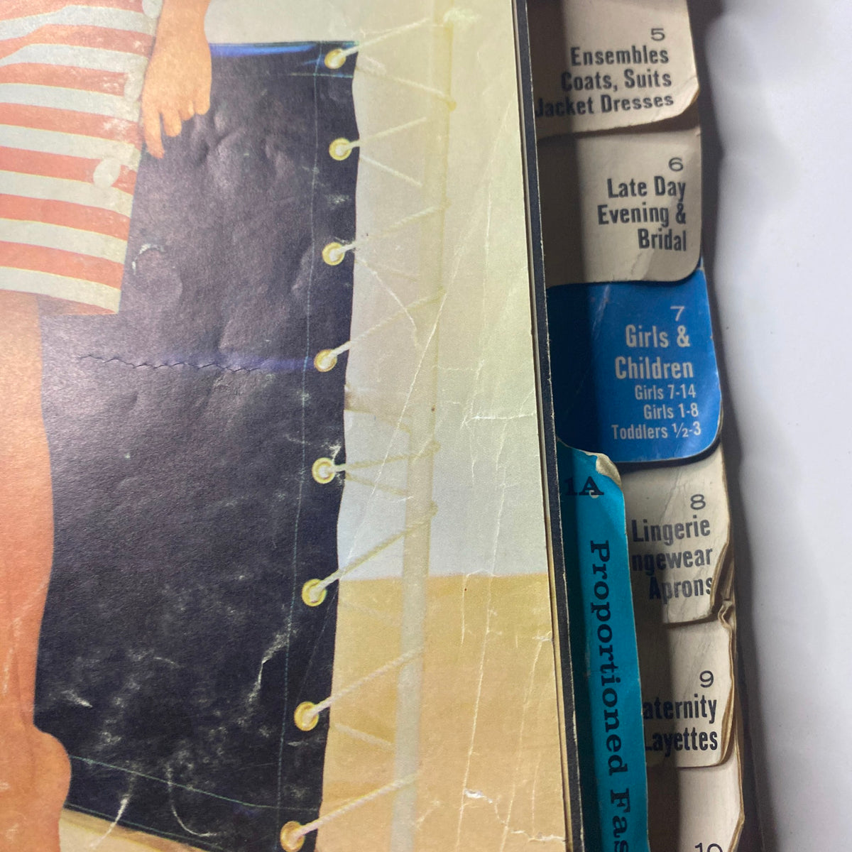 Close-up of the 1963 Butterick June Catalog showing details on Ensembles, Coats, Suits, and the section for Girls & Children.