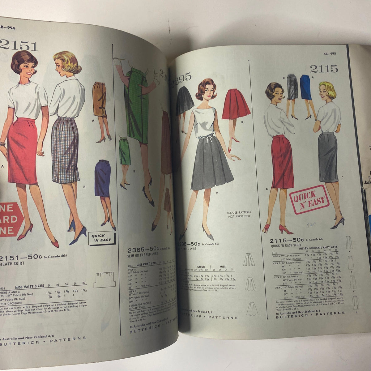 1963 Butterick June Catalog featuring sewing patterns for skirts and blouses, showcasing fashionable designs from the early 1960s, ideal for home dressmakers.