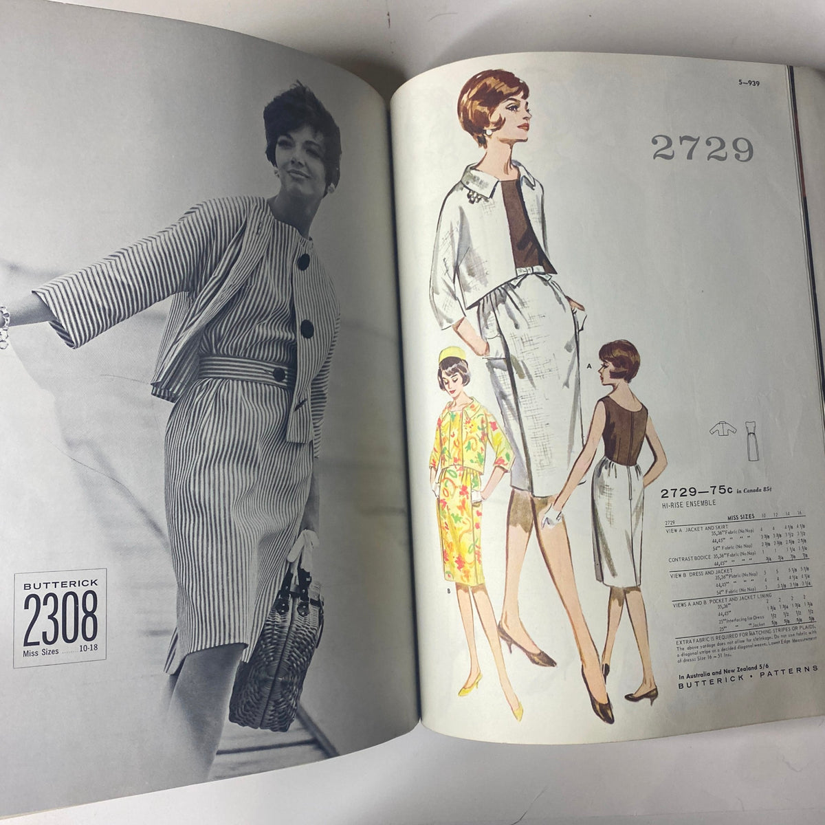 1963 Butterick June Catalog illustrating modern and stylish sewing patterns for women, with a focus on ensembles popular in 1960s fashion.