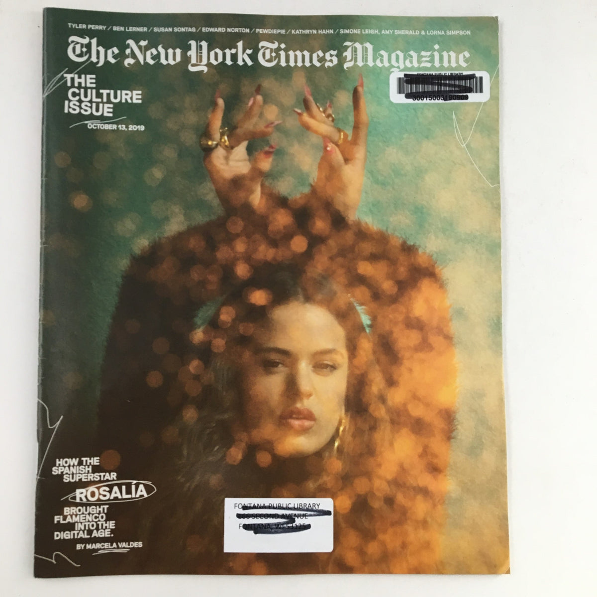 The New York Times Magazine, October 13, 2019, featuring Spanish superstar Rosalia on the cover, highlighting her impact on music and culture in a captivating editorial presentation.