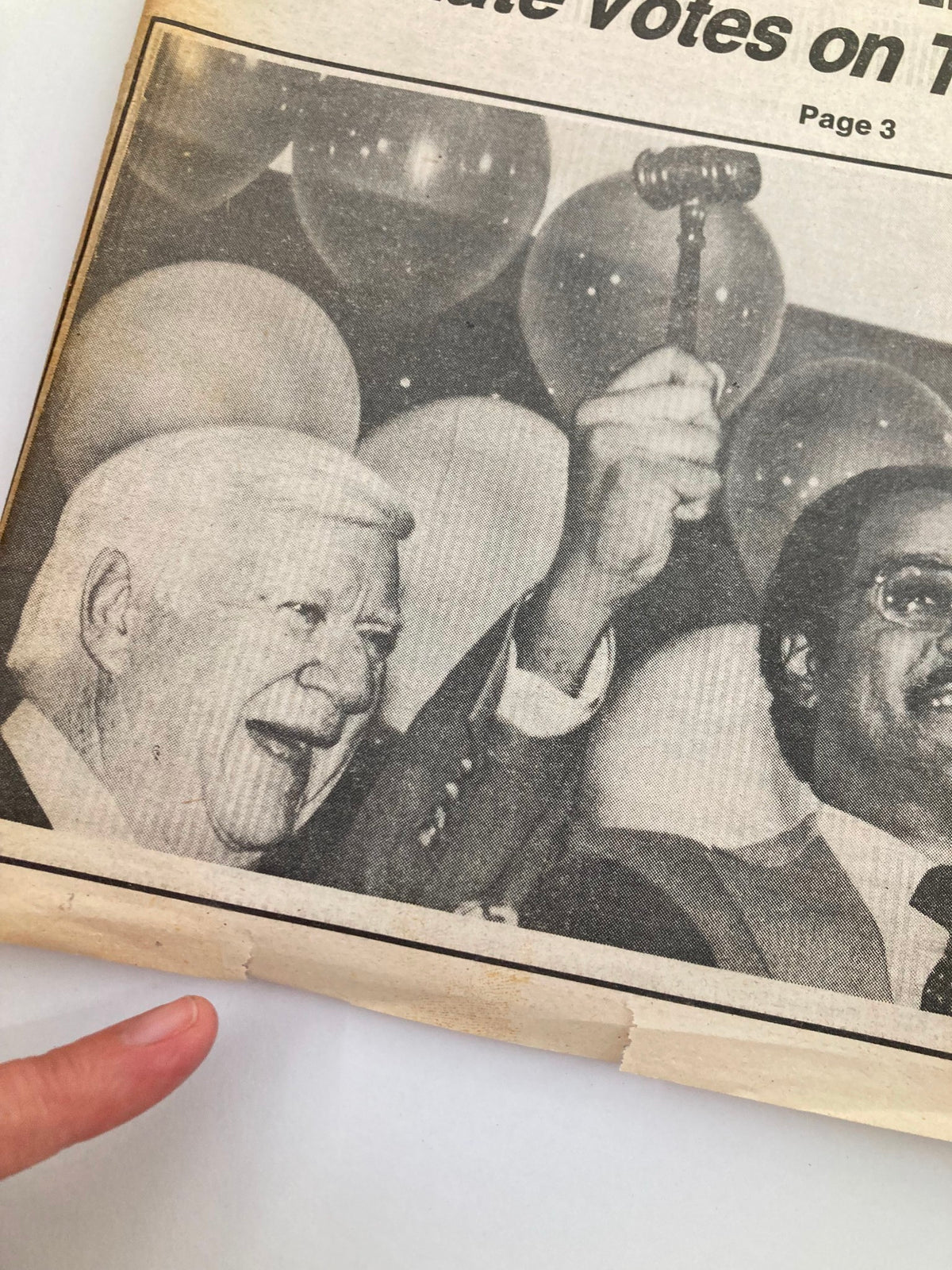 Philadelphia Daily News Tabloid January 30 1985, featuring William Gray III jubilantly celebrating with a gavel while surrounded by balloons.