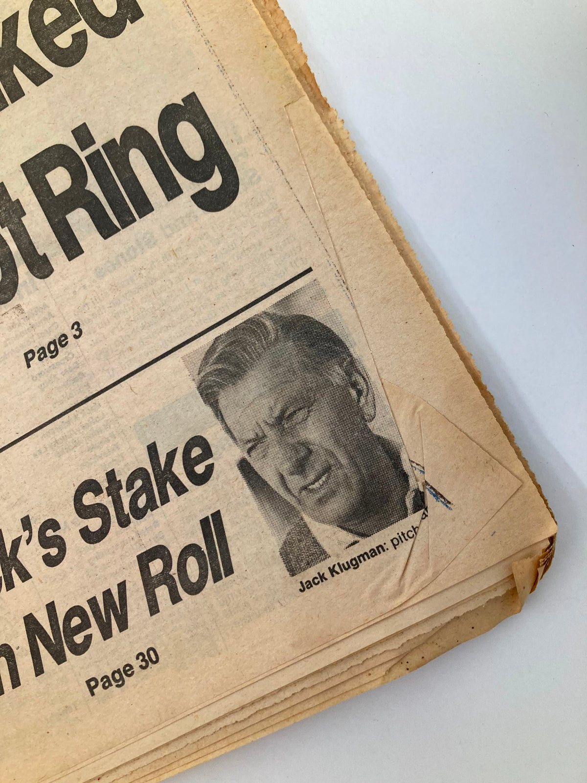 Close-up of the Philadelphia Daily News Tabloid July 7 1983 showing a photograph of actor Jack Klugman, paired with a sports news section.
