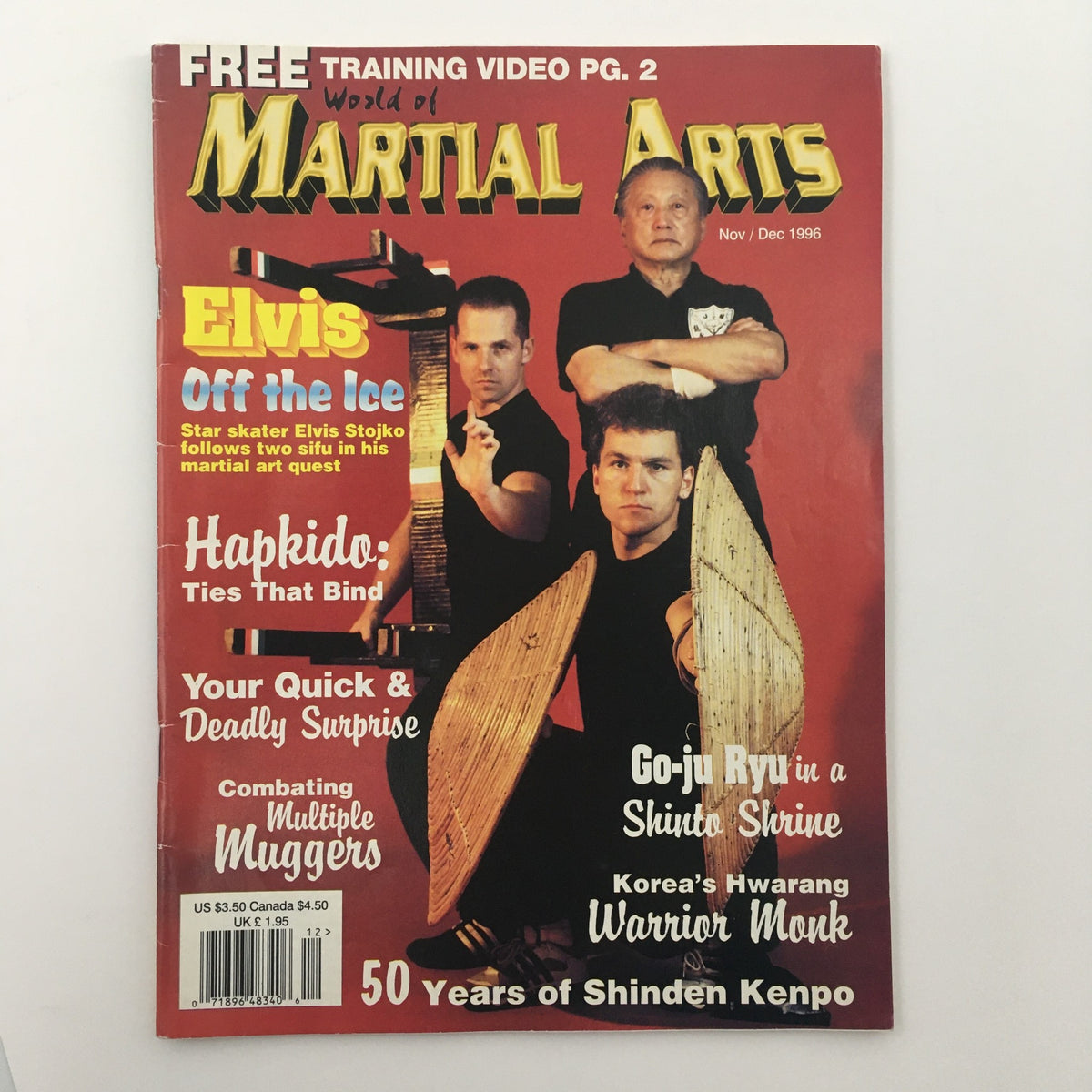 Cover of World of Martial Arts Magazine November 1996 featuring Star Skater Elvis Stojko, highlighting martial arts techniques and training tips.