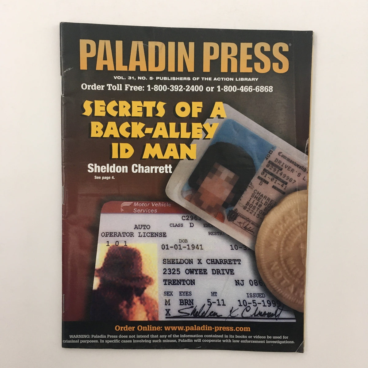 Paladin Press Magazine Vol 31 #5 Secrets of A Back-Alley ID Man by Sheldon C.