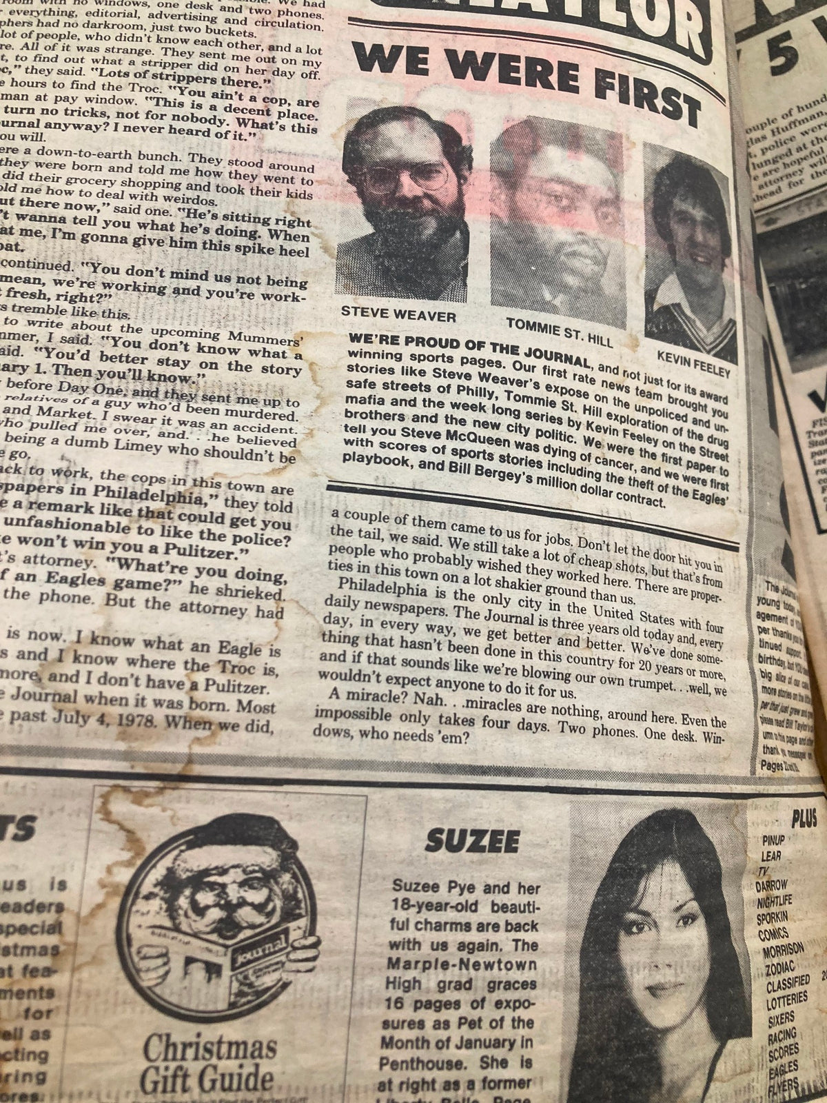 Interior page of Philadelphia Journal Tabloid December 5 1980 Vol 3 #305, including an article about local personalities, with various images and text.