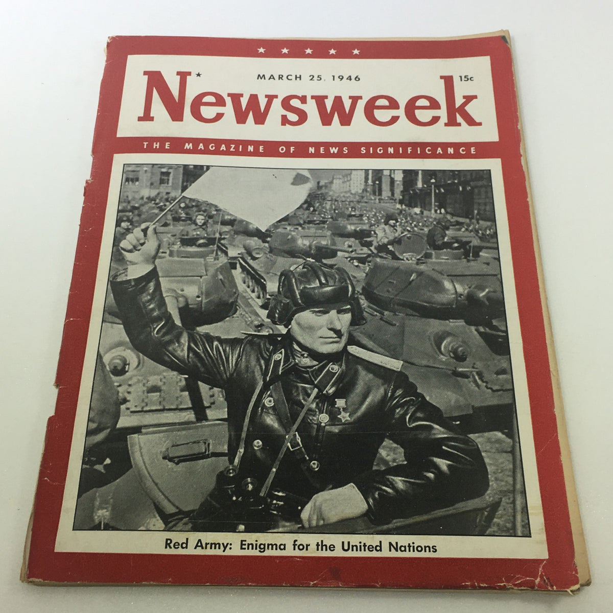 Cover of Newsweek Magazine, March 25, 1946, featuring 'Red Army Enigma for U.N.,' no label.