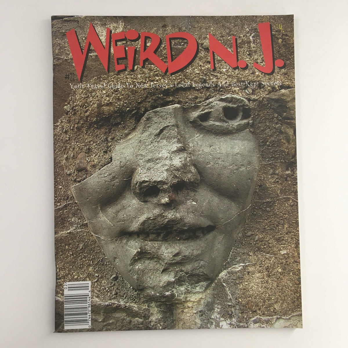Weird N.J. Magazine 2003 #21 Travel Guide to NJ Local Legends cover featuring a unique stone sculpture face.