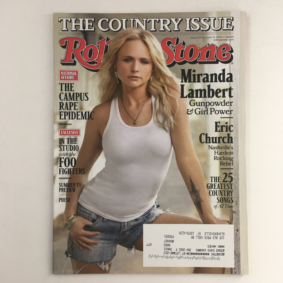 Rolling Stone Magazine cover from June 19, 2014 featuring Miranda Lambert, Eric Church, and Foo Fighters, highlighting the country music scene.