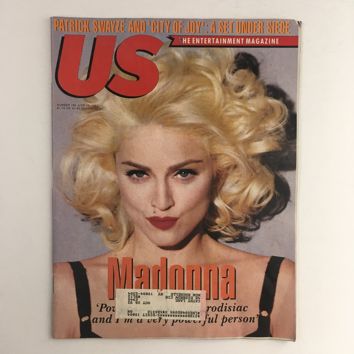 US Magazine #156 from June 13, 1991 featuring Madonna on the cover, highlighting her as a powerful cultural icon. The magazine also includes Patrick Swayze's feature, illustrating the pop culture landscape of the early 1990s.