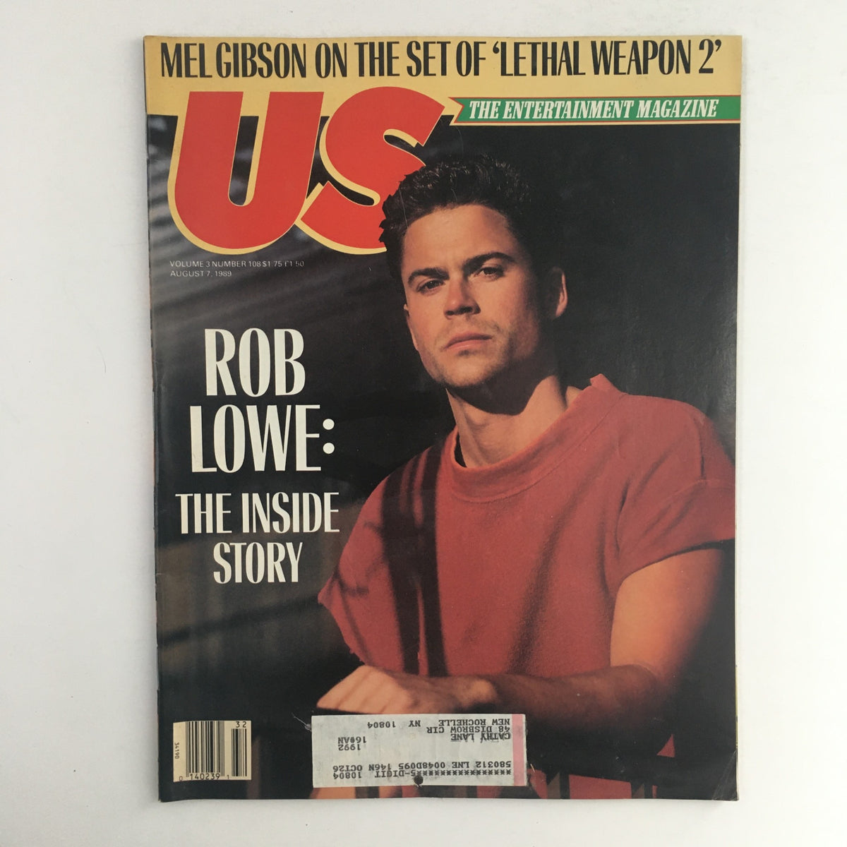 US Magazine Vol 3 #108 featuring Rob Lowe on the cover with the headline 'Rob Lowe: The Inside Story', dated August 7, 1989.