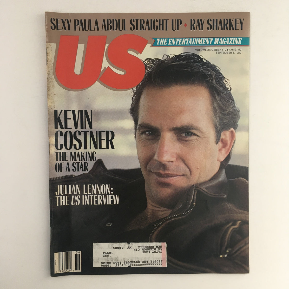 Cover of US Magazine Vol 3 #110 from September 4, 1989 featuring Kevin Costner's interview and Julian Lennon. The magazine highlights 'The Making of a Star' with a photograph of Kevin Costner.