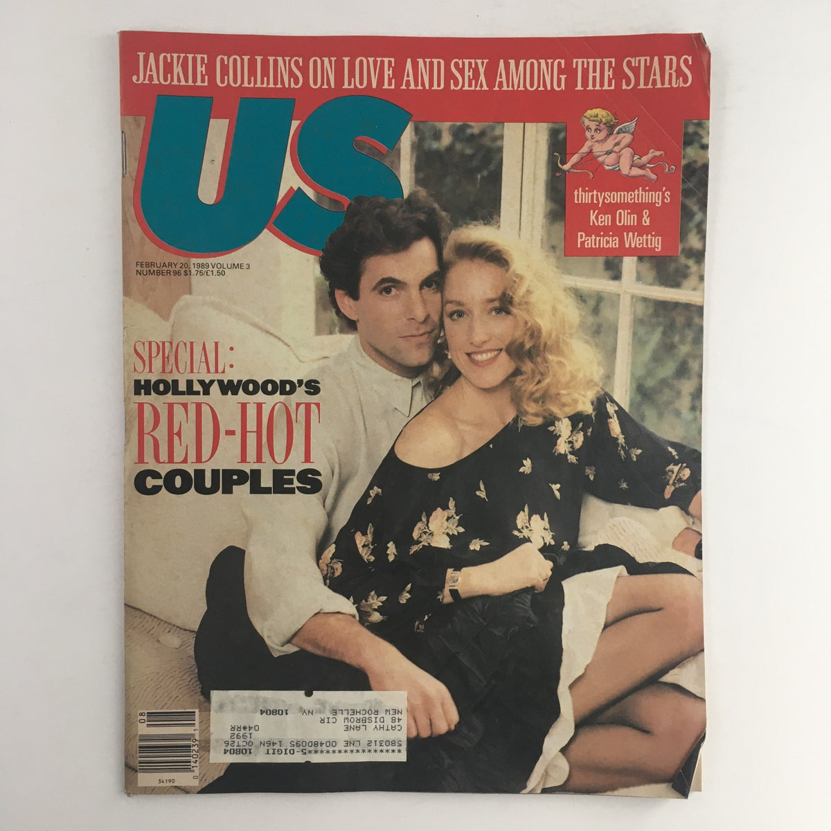 Cover of US Magazine Volume 3 Number 96, dated February 20, 1989, featuring actors Ken Olin and Patricia Wettig, highlighting Hollywood's red-hot couples.