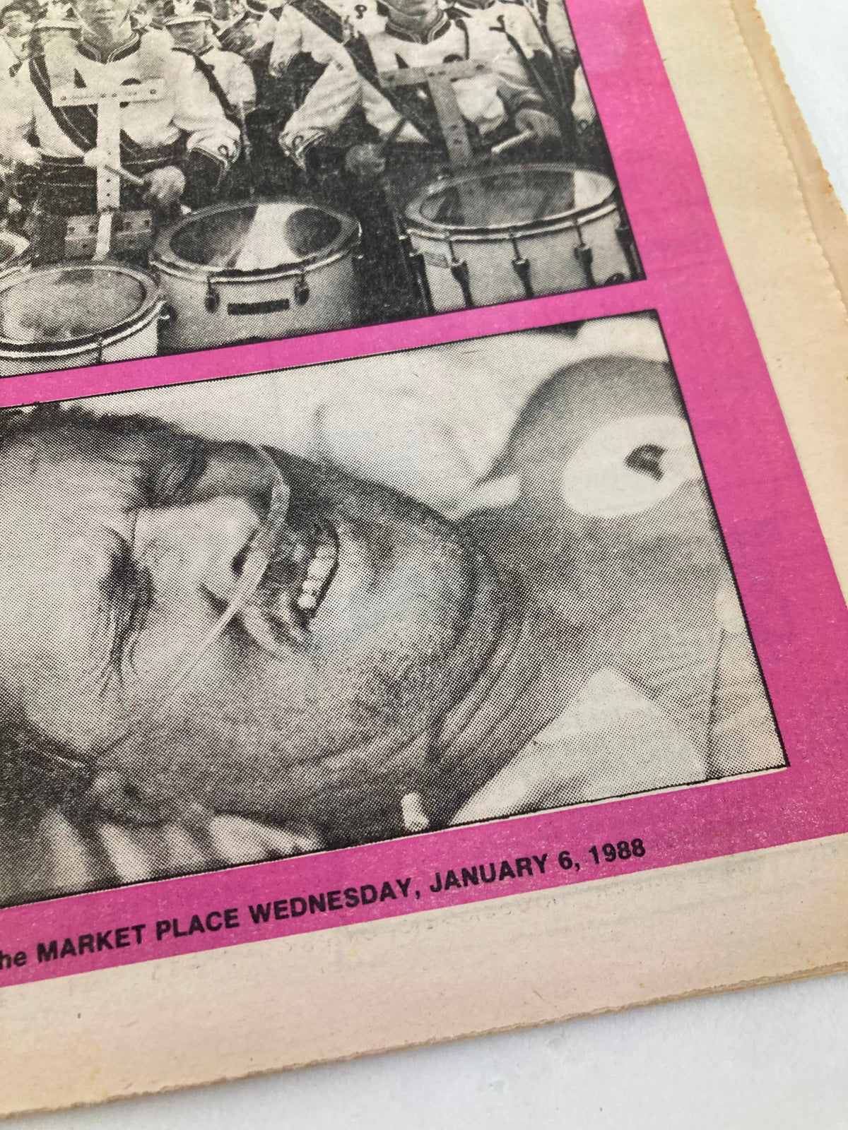 Photograph from 'The Mercury Supplementary Tabloid January 4 1988 Chronology '87 A Year in Review' showing a close-up of a patient receiving medical care, illustrating the human stories of the year.