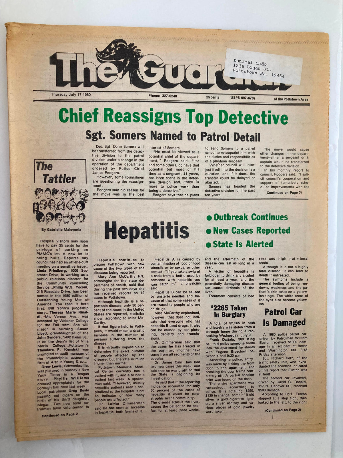 The Guardian Newspaper July 17 1980 Chief Reassigns Top Detective Sgt. Somers