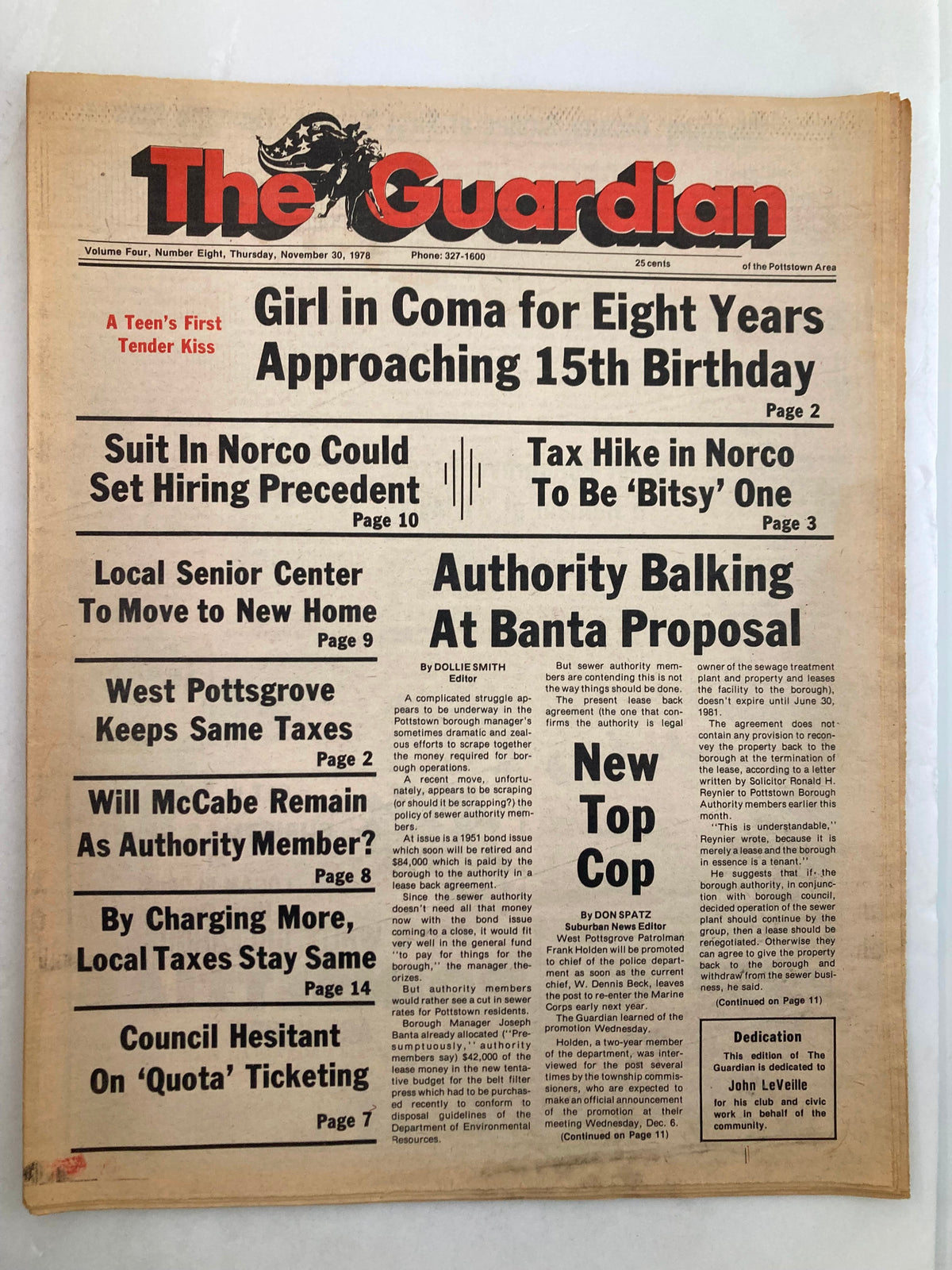 The Guardian Newspaper - November 30, 1978 featuring articles on tax hike in Norco, local community events, and a significant discussion on socioeconomic issues, Volume 4, Issue #8.