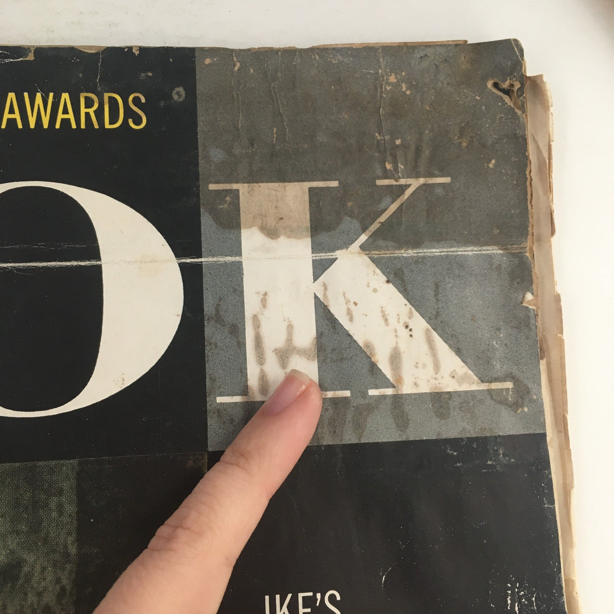 Cover detail of Look Magazine January 7, 1958 featuring presidential theme with the letters 'OK' partially shown, reflecting vintage wear.
