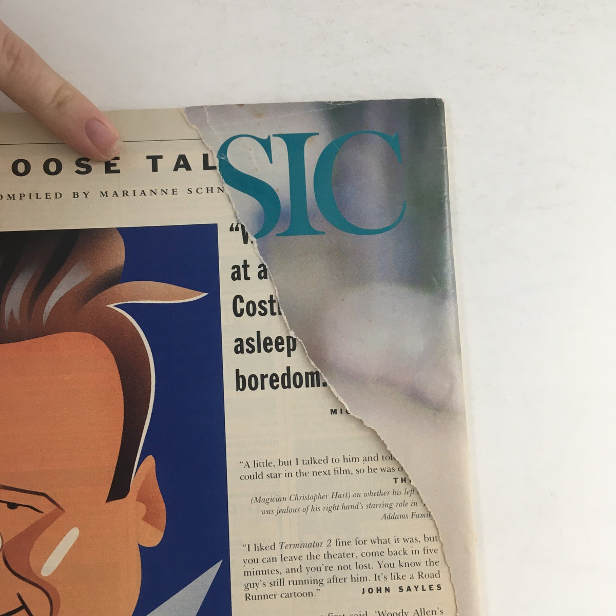 Back cover of US Magazine #168 from January 1992 showing visible wear and significant damage. The page displays the title 'SIC' and includes an illustration on the left side.