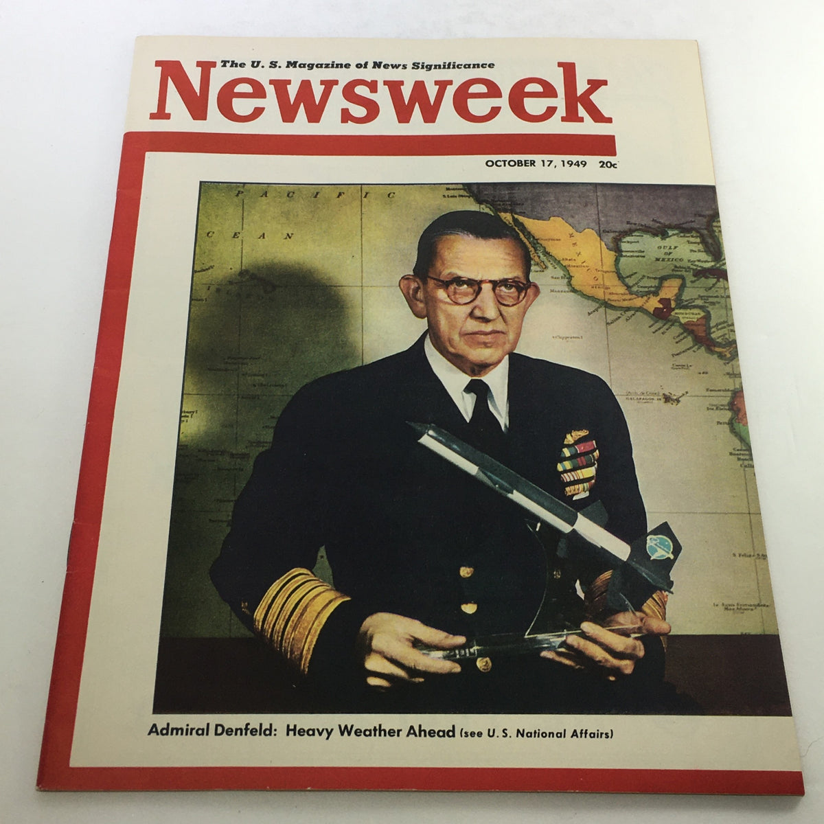 Vintage Newsweek Magazine October 17 1949 - Admiral Louis E. Denfeld / Newsstand