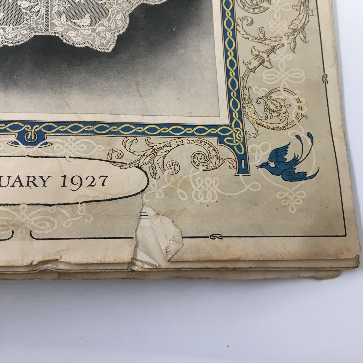Cover of VTG Needlecraft Magazine February 1927 My Valentine by Margaret Eytinge, featuring vintage floral design and intricate borders.